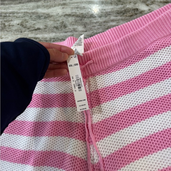 NWT PINK Victoria's Secret Crochet Knit Pink and White Striped Shorts XXL - Picture 3 of 4
